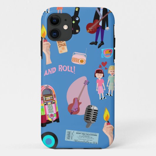 Rock- en Roll Oldies Cartoon Happy Fun Pattern Case-Mate iPhone Case (Achterkant)