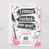 Rock en Roll Party Rocked One Year 1st Birthday Kaart (Voorkant)