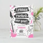 Rock en Roll Party Rocked One Year 1st Birthday Kaart (Staand voorkant)