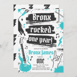 Rock en Roll Party Rocked One Year 1st Birthday Kaart
