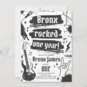 Rock en Roll Party Rocked One Year 1st Birthday Kaart (Voorkant)