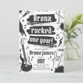 Rock en Roll Party Rocked One Year 1st Birthday Kaart (Staand voorkant)