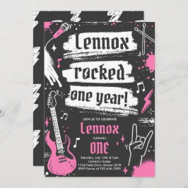 Rock en Roll Party Rocked One Year 1st Birthday Kaart