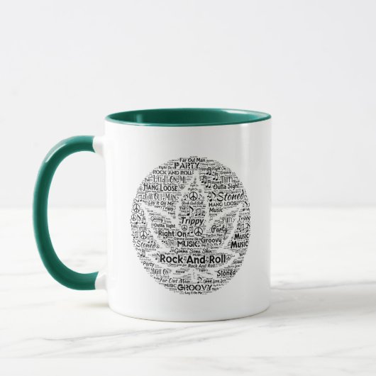 Rock- en Roll Pot Leaf Word Art Mok (Links)
