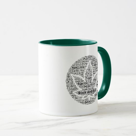 Rock- en Roll Pot Leaf Word Art Mok (Voorkant rechts)