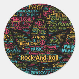 Rock- en Roll Pot Leaf Word Art Ronde Sticker