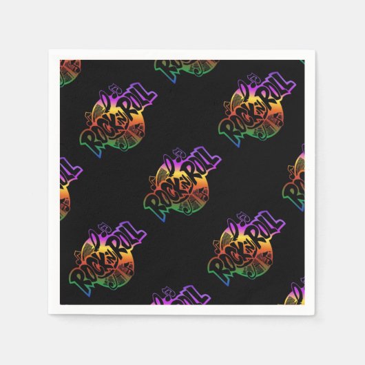 Rock- en Roll Rainbow Music Pattern Napkins Servetten (Voorkant)