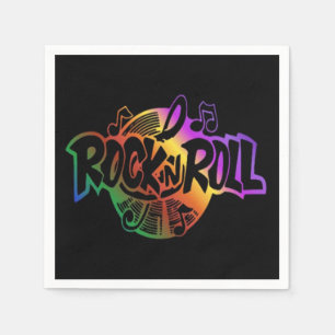 Rock- en Roll Rainbow Music Theme Napkins Servetten