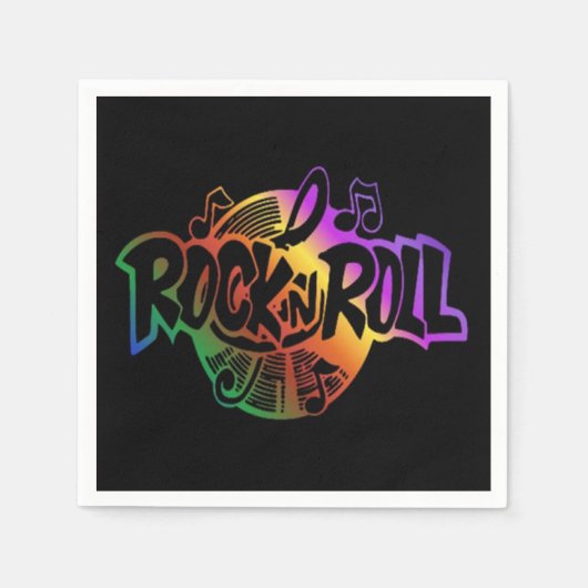 Rock- en Roll Rainbow Music Theme Napkins Servetten (Voorkant)