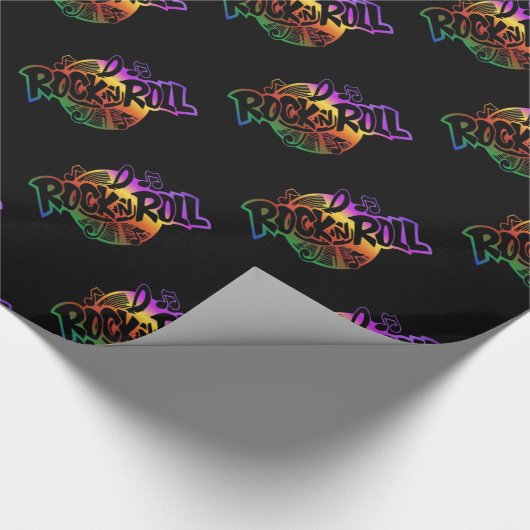Rock- en Roll Rainbow Music Theme Wrapping Paper Cadeaupapier (Hoek)