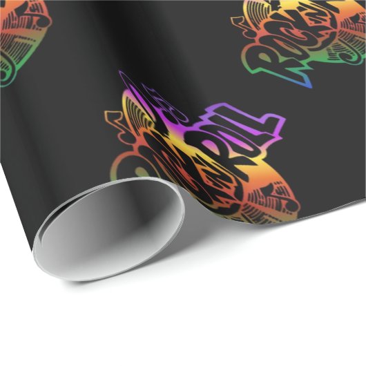 Rock- en Roll Rainbow Music Theme Wrapping Paper Cadeaupapier (Rol Hoek)