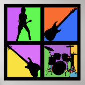 ROCK EN ROLL RETRO SQUARES POSTER (Voorkant)
