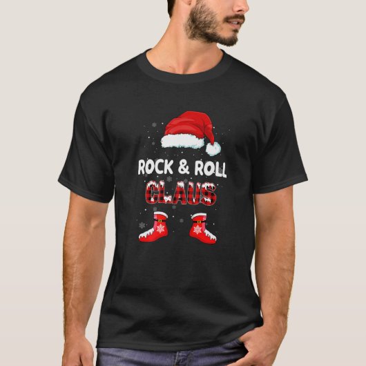 Rock- en Roll Santa Claus-kerstfeest-wedstrijd Fam T-shirt (Voorkant)