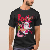 Rock en Roll Santa Claus | Zwarte kerstmis T-shirt (Voorkant)