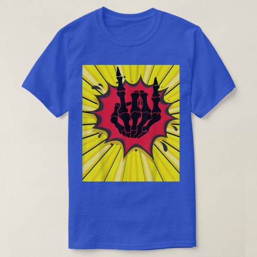 Rock- en Roll Skeleton Hand Gesture Music Lover T-shirt (Design voorkant)