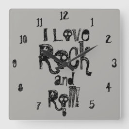 Rock- en Roll Skulls-wandklok Vierkante Klok