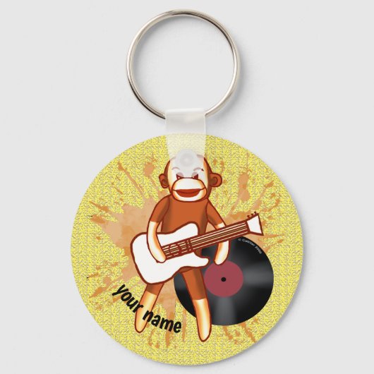 Rock en Roll Sock Monkey Sleutelhanger (Voorkant)