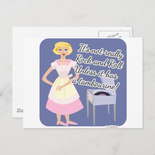 Rock en Roll Tambourine Fifties Houseechtgenote Briefkaart (Voorkant / Achterkant)