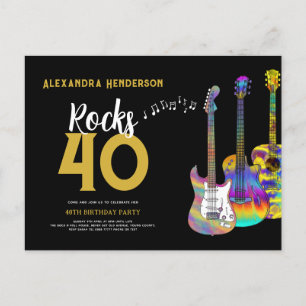 Rock en Roll Threads 40th verjaardagsfeestje Uitnodiging Briefkaart