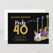 Rock en Roll Threads 40th verjaardagsfeestje Uitnodiging Briefkaart (Voorkant / Achterkant)