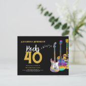 Rock en Roll Threads 40th verjaardagsfeestje Uitnodiging Briefkaart (Staand voorkant)