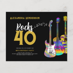 Rock en Roll Threated 40th Birthday Party Budget Flyer