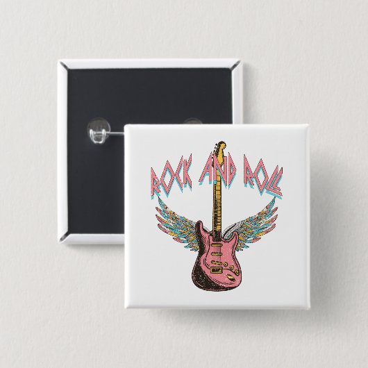 Rock en Roll Vierkante Button 5,1 Cm (Voorkant /achterkant)