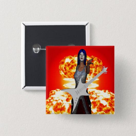 Rock en Roll Vierkante Button 5,1 Cm (Voorkant /achterkant)