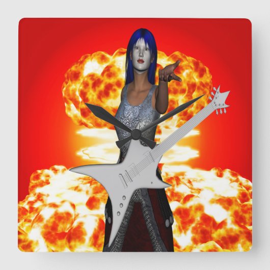 Rock en Roll Vierkante Klok (Voorkant)