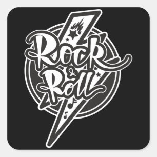 ROCK EN ROLL VIERKANTE STICKER