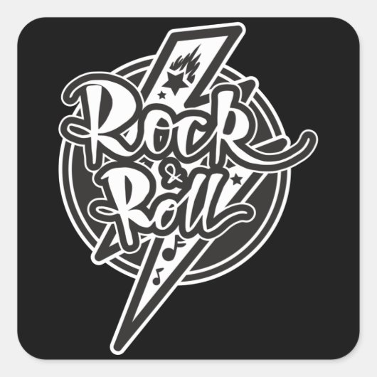 ROCK EN ROLL VIERKANTE STICKER (Voorkant)