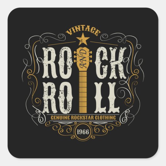 ROCK EN ROLL VIERKANTE STICKER (Voorkant)
