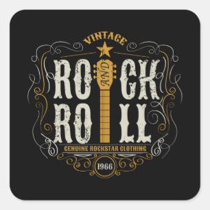 ROCK EN ROLL VIERKANTE STICKER