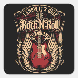 ROCK EN ROLL VIERKANTE STICKER