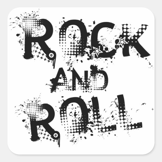 Rock en Roll Vierkante Sticker (Voorkant)