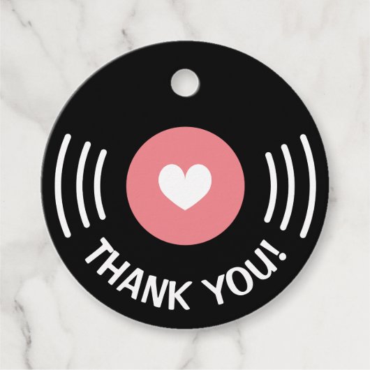 Rock- en roll vinylmuziekplatenbruiloft bedankjes labels (Voorkant)