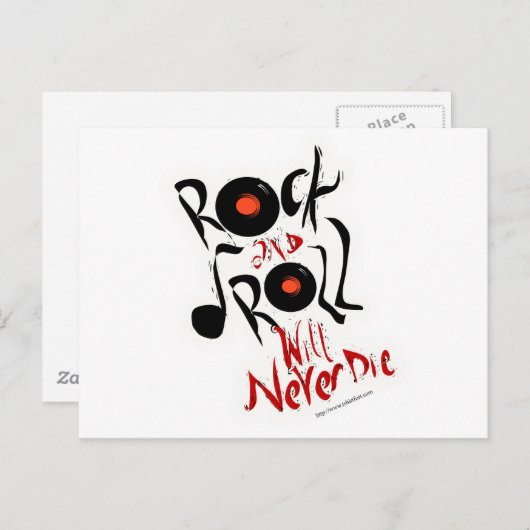 Rock en Roll zullen nooit sterven. Briefkaart (Voorkant / Achterkant)