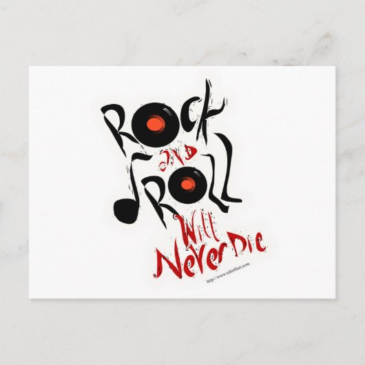 Rock en Roll zullen nooit sterven. Briefkaart (Voorkant)