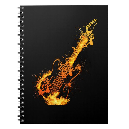 Rock- en Rollflames Burning Guitar Notitieboek (Voorkant)