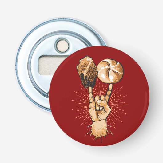 Rock- en Rollflesopener Button Flesopener (Voorkant)