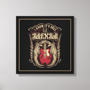 Rock- en Rollquote met Guitar Canvas Afdruk