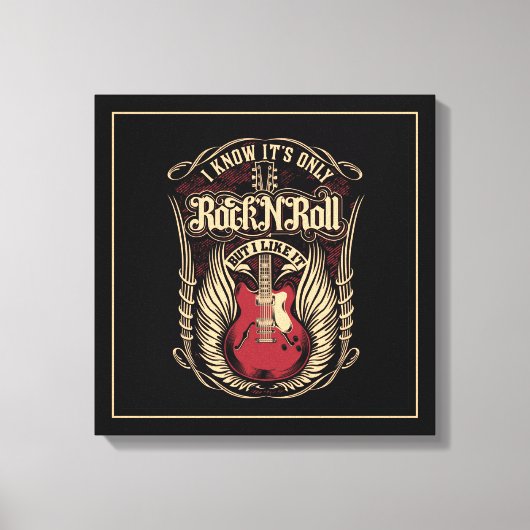 Rock- en Rollquote met Guitar Canvas Afdruk (Voorkant)