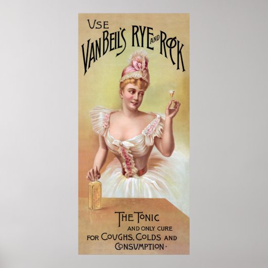 ROCK EN RYE TONIC PATENT MEDICINE 1888 POSTER (Voorkant)