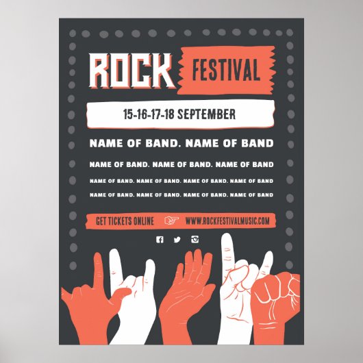 Rock Festival – Bold Red & Black Grunge Design Pos Poster (Voorkant)