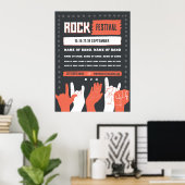 Rock Festival – Bold Red & Black Grunge Design Pos Poster (Thuiskantoor)
