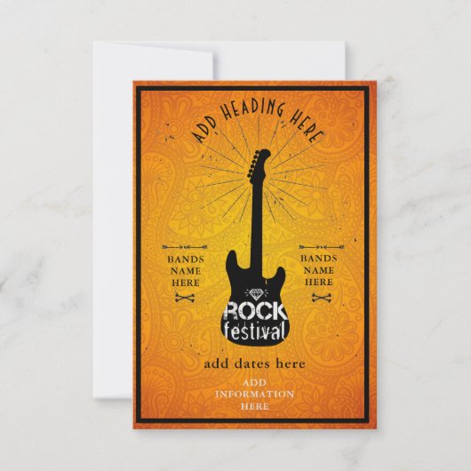 Rock Festival Invitation Flat Card Bedankkaart (Voorkant)