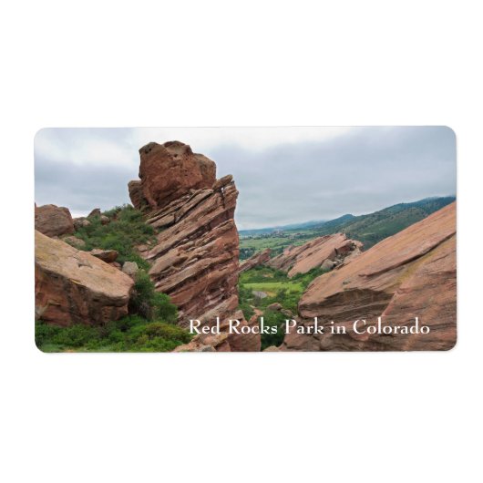 Rock-formaties en Rigges omringend Red Rocks Etiket (Voorkant)