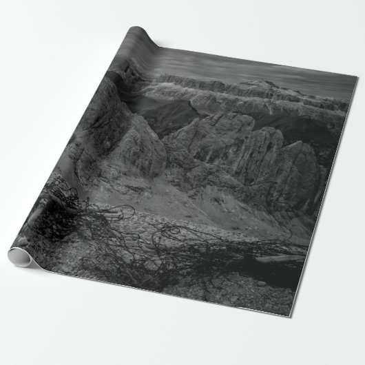 ROCK FORMATION IN GRAYSCALE FOTO CADEAUPAPIER (Uitgerold)