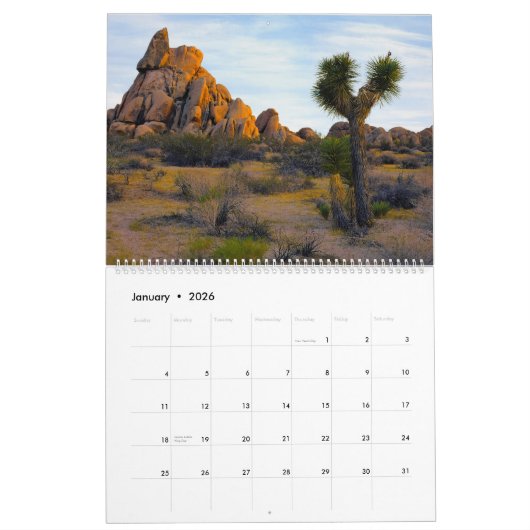 "Rock Formations of Joshua Tree National Park" Kalender (Jan 2026)