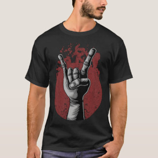 Rock Gebaar Hand van de Hoorns Rock Muziek Rockers T-shirt
